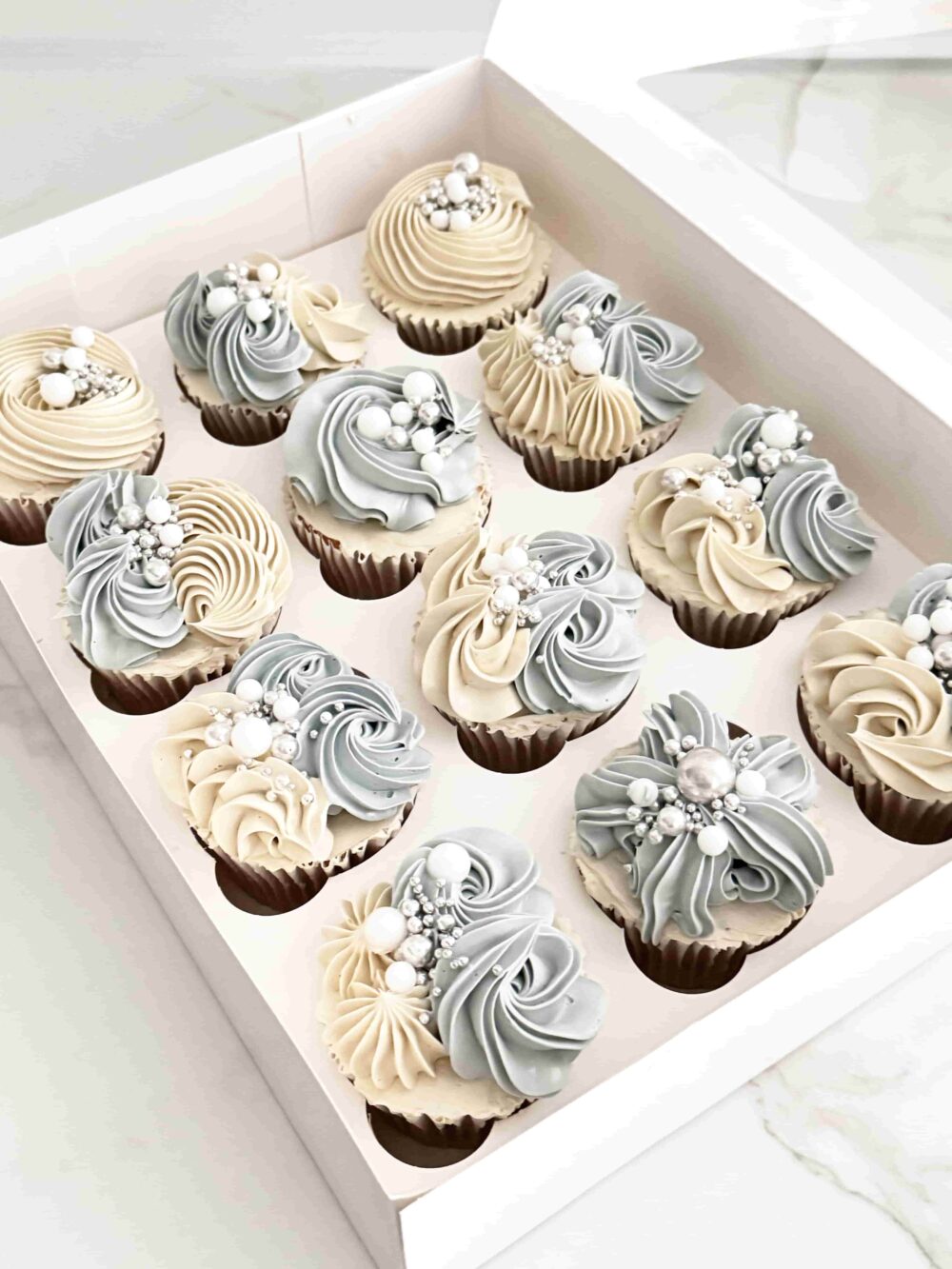Pastel Blue & Nude Cupcakes | Order Online | London Delivery